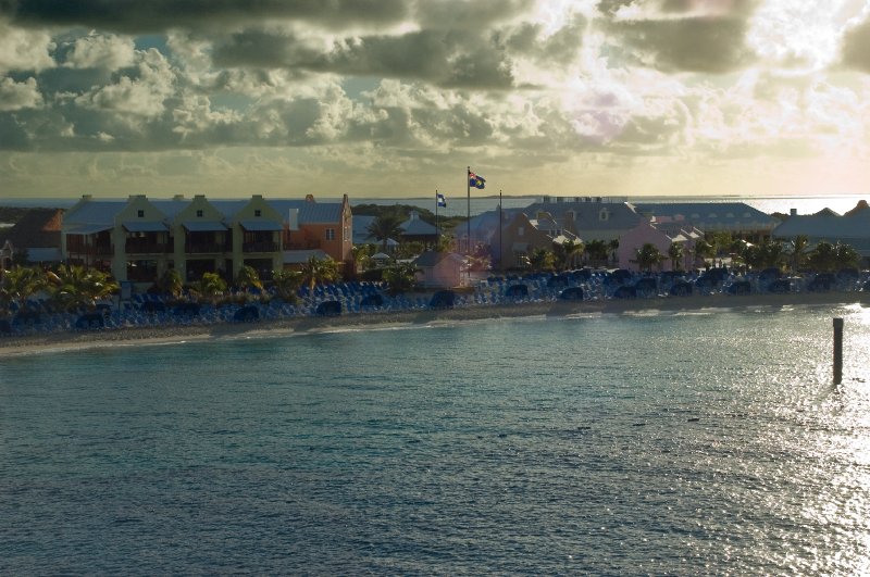 004_DSC_4863.jpg - Pulling in to Cockburn Town, Grand Turk, Turks and Caicos, Brit. West Indies.  Because of winds, it took two tries to get in to the dock, with the ship circling around to try again.