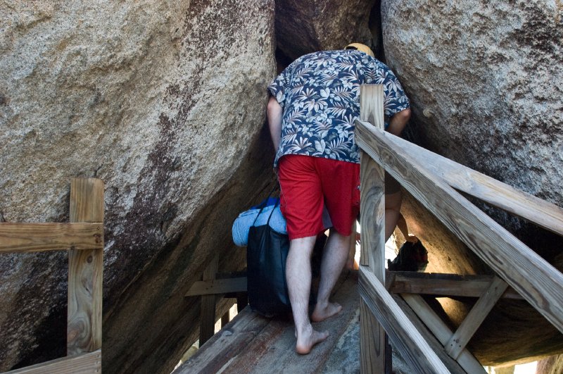 054_DSC_4927.jpg - Squeezing through the boulders to get to Devil's Bay (try this with a big pack and a camera)