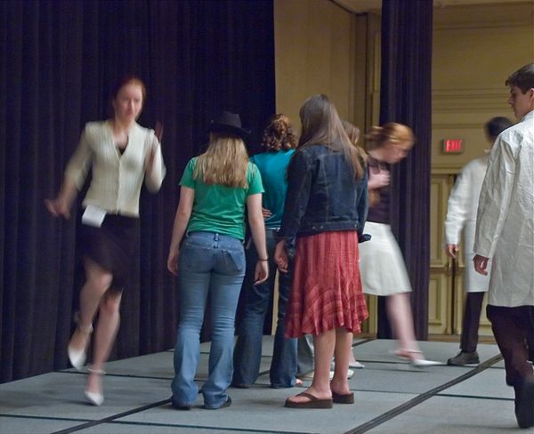 Skipping in high heels -- another skill they teach at TJ!